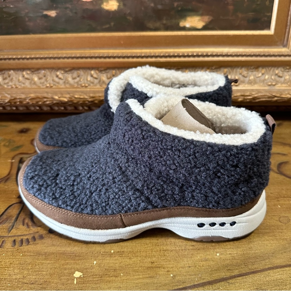 Easy Spirit Women Trippin2 Faux Fur Cozy Slip On Ankle Boots Shoes Size 7.5 W